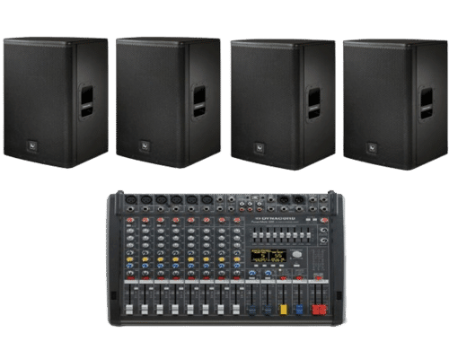 Lej Live pakke med 4 højttaler & Dynacord PowerMate 600-3